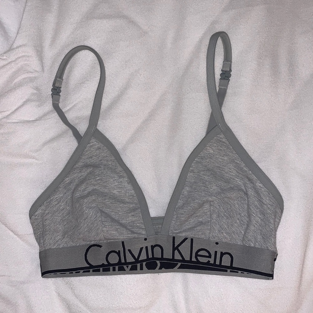 Calvin Klein Cotton Bralette Gray Size Small